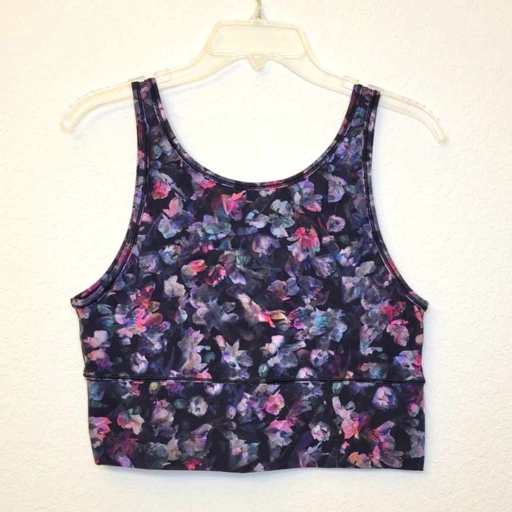 Like New Lululemon Floral Power Pivot Crop Tank Size 10